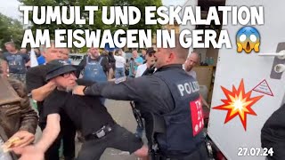 Tumult amp ESKALATION am Eiswagen in Gera 😱💥 bei Sommerfest amp Kundgebung mit Jürgen Elsässer 270724 [upl. by Petula]