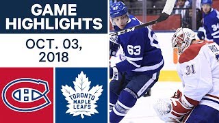 NHL Highlights  Canadiens vs Maple Leafs  Oct 3 2018 [upl. by Boothman106]