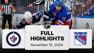 NHL Highlights  Jets vs Rangers  November 12 2024 [upl. by Weiler]