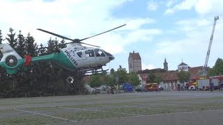 PolizeiHubschrauber LandungStart  Touchdown zum Entladen  in Bad Neustadt 150 Jahre FF NES [upl. by Nagek189]