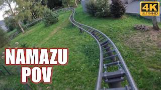 Namazu POV Front Row 4K 60FPS Vulcania Intamin Launched Straddle Coaster  NonCopyright [upl. by Adnirak]