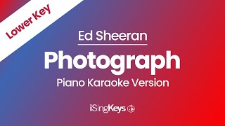 Photograph  Ed Sheeran  Piano Karaoke Instrumental  Lower Key [upl. by Llevron553]