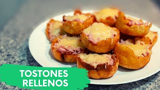 TOSTONES RELLENOS DE JAMÓN Y QUESO Dale un toque más sabroso a tus tostones tradicionales [upl. by Anneyehc]