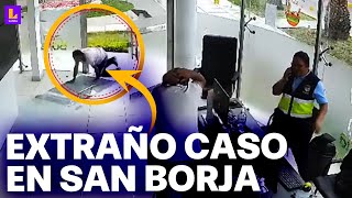 Sujeto rompe puerta de serenazgo en San Borja Cámaras captaron su extraño comportamiento [upl. by Hanej]