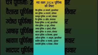 2024 पूर्णिमा की लिस्ट  Purnima List 2024 [upl. by Adhamh]