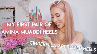 My First Pair of Amina Muaddi  Designer Heels Unboxing [upl. by Lyssa]