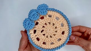 Super easy crochet coaster [upl. by Rubie]