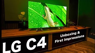 NEW LG evo C4 OLED Unboxing Set Up amp First Impressions [upl. by Baerman536]