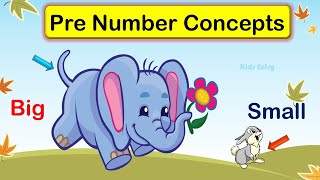 Learn Quickly Pre Math Concepts  Pre Number Concepts for Kindergarten Big Small Tall Short [upl. by Nailil]