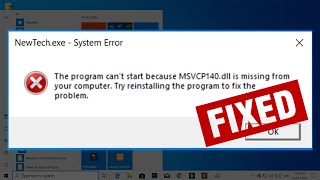 FIX  The program can’t start because MSVCP140dll is missing from your computer  System Error [upl. by Zeeba650]