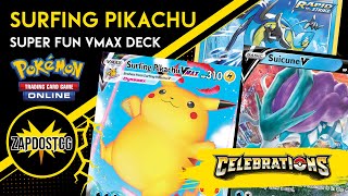 Surfing Pikachu VMAX Deck With Suicune V Is Swooping The Bench on TCGO Pokemon TCG [upl. by Rekyr]