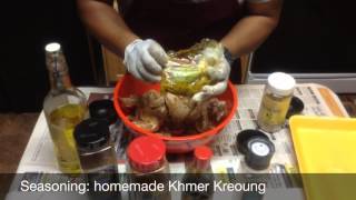 Grill Chicken Wings Marinated Khmer Kreoung [upl. by Eeral]