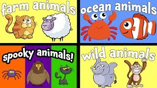 Cartoon Animals for Children  Learn Farm and Wild Animal Names  Kids Learning Videos [upl. by Nywrad]