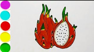 How To Draw Dragon Fruit  Dragon Fruit sticker drawing for kids [upl. by Rehctaht731]