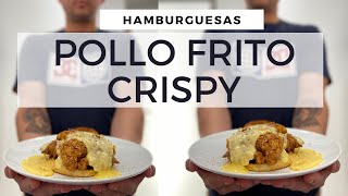 Como hacer HAMBURGUESAS de POLLO FRITO CRUJIENTE y QUESO FUNDIDO CRISPY CHICKEN [upl. by Eiblehs]