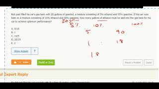 Mixtures 6 Bob just filled his cars gas tank with 20 gallons of gasohol a mixture consisting [upl. by Ydna383]