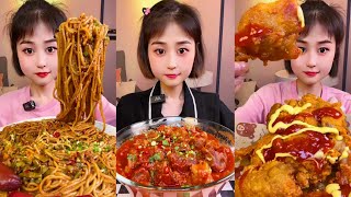 MUKBANG  Spicy Noodle  Fried Chicken  Braised pork Rice  BBQ Sausage  Dumpling Chinese Food [upl. by Riffle]