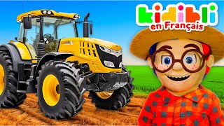 Les enfants vont à la ferme avec des tracteurs  Les enfants font semblant de jouer  ⛑ Kidibli [upl. by Kablesh]