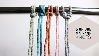 5 UNIQUE Macrame Knot Techniques Reinforced Larks Head Knot Cats Paw Bull Hitch Knot [upl. by Ron]