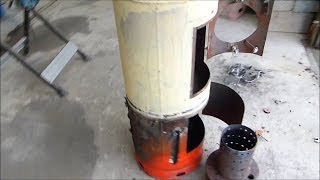 Make a great waste oil and wood burning stove heater part 5 [upl. by Ailisab]