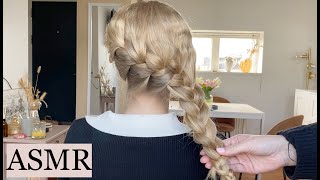 ASMR  KATNISS BRAID 🤎 Braided hairstyle hair play braid scratching hair styling no talking [upl. by Fagaly]