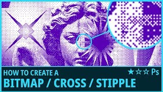 How to Create a Bitmap  Cross  Stipple Effect from Images in Photoshop  Bitmap Mode Cross [upl. by Akiehsal359]