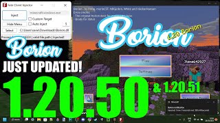 FIRST MINECRAFT BEDROCK HACKED CLIENT UPDATED TO 12050  Borion Hacked Client 12050 [upl. by Enelyar]