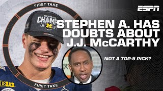 Stephen A debates JJ McCarthy has MORE TO PROVE than Caleb Williams 👀  First Take [upl. by Berey334]