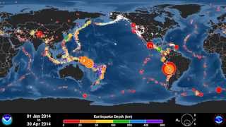 Tutti i terremoti nel mondo da gennaio ad aprile 2014 [upl. by Onibag63]