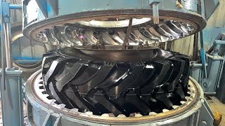 The Most Amazing Process Retreading Old Tractor Tyre  Tractor Big Tyre Remoulding Process remold [upl. by Nnylrac]