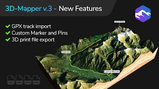 3D Mapper v3  New Features  GPS Track import Markers Pins 3D Print File Exporter [upl. by Noxaj]