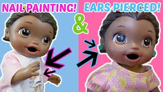 BABY ALIVE gets EARS PIERCED and NAILS PAINTED COMPILATION The Lilly and Mommy Show [upl. by Anahoj662]