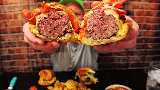 ASMR EATING SOUNDS 😋 BACON CHEESE BURGER ON CROISSANT 🥐 NO TALKINGMUKBANG [upl. by Grindle109]