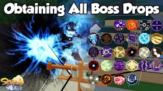 Obtaining All Boss Drops amp Showcasing Them Shindo life [upl. by Serdna]