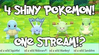 ☆ 4 SHINY POKEMON ☆ Shiny Squirtle Nidoran Mankey amp Sandshrew  Pokemon Lets Go Shiny Reaction [upl. by Toni]