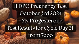 11 DPO Pregnancy Test October 2024 amp Progesterone Test Results [upl. by Anoyek]