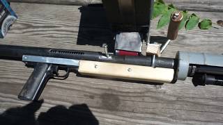 homemade gun quotTHE BARRICADEquot semiauto 12 ga range test [upl. by Angelis]