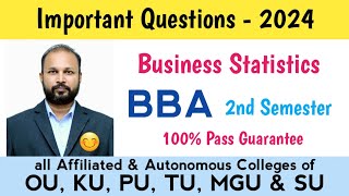 business Statistics Imp Questions 2024 BBA 2nd Sem semester important OU KU PU TU MGU SU abedsir [upl. by Januarius]