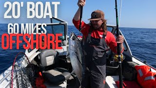 Oregon Coast ALBACORE Tuna Fishing TINY Boat  INSANE Action 60 Miles Offshore [upl. by Oigimer35]