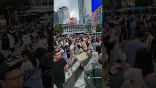 Shibuya Scramble Crossing in Tokyo Japan Worlds busiest pedestrian intersection shibuyacrossing [upl. by Einnhoj]