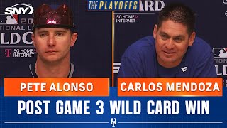 Pete Alonso and Carlos Mendoza reveal thoughts on thrilling Mets win in Wild Card series  SNY [upl. by Lenee]