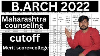 Maharashtra college cutoff on barch 2022 state counselling nata2022 [upl. by Lewin]