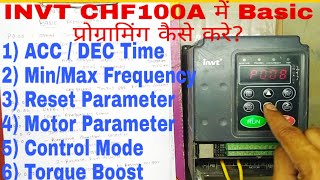 INVT CHF100A VFD AC Drive Basic Parameter Setting In Hindi  INVT VFD Programming with Practical [upl. by Dleifxam]