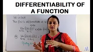 DIFFERENTIABILITY OF A FUNCTION CONTINUITY AND DIFFERENTIABILITY PART1 CLASS XII 12th [upl. by Atnahsa591]