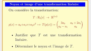 Noyau et image d’une transformation linéaire noyau image algebre [upl. by Htebharas]