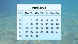 April 2025 Calendar [upl. by Tremaine]