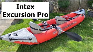 Intex Excursion Pro Inflatable Kayak K2 2person Unboxing Testing amp Rolling Up [upl. by Einre]