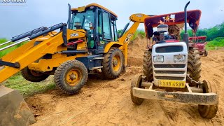 New Jcb 3dx Backhoe Loader Machine Loading Red Mud In Massey Ferguson 7250 Di Tractor  Jcb Tractor [upl. by Benedick]