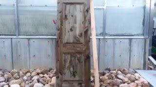 Time lapse Barnwood Gray Knotty alder door stained with Reclamation [upl. by Nilyarg]