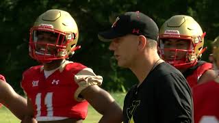 VMI Football First Day of Practice  Coach Wachenheim Micd Up [upl. by Nomyt49]